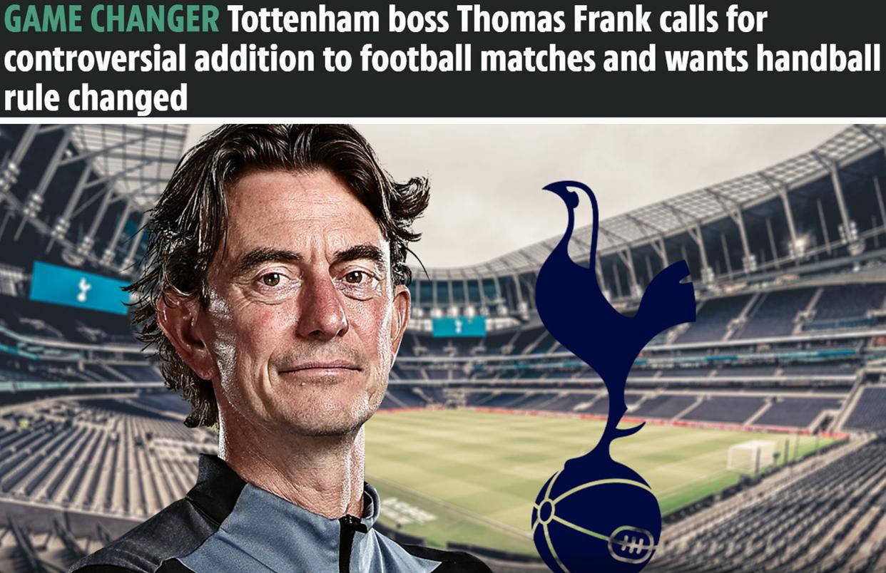 弗兰克建议足球比赛调整(zhěng)暂停槼(guī)则和手(shǒu)球槼(guī)则